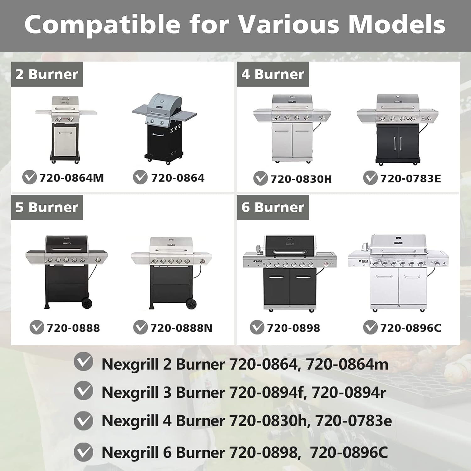 4 burner grill replacement parts for nexgrill 720-0830h, 720-0864, 720-0864m, 720-0882s, 720-0888, 720-0888a, 720-0888n, heat plate & igniter & burner replacement for nexgrill stainless steel stainless steel 4 burner
