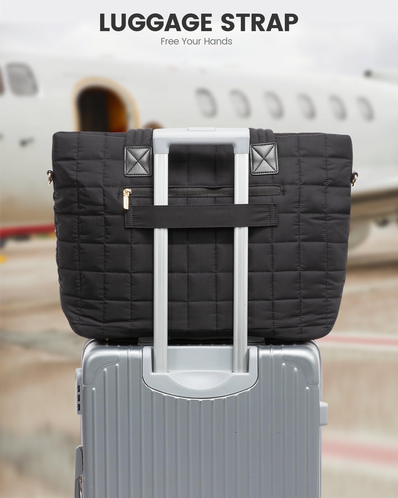 LOVEVOOK Torba na ramię dla kobiet, duża torba typu puffer tote z zamkiem błyskawicznym, pikowana lekka torba robocza
