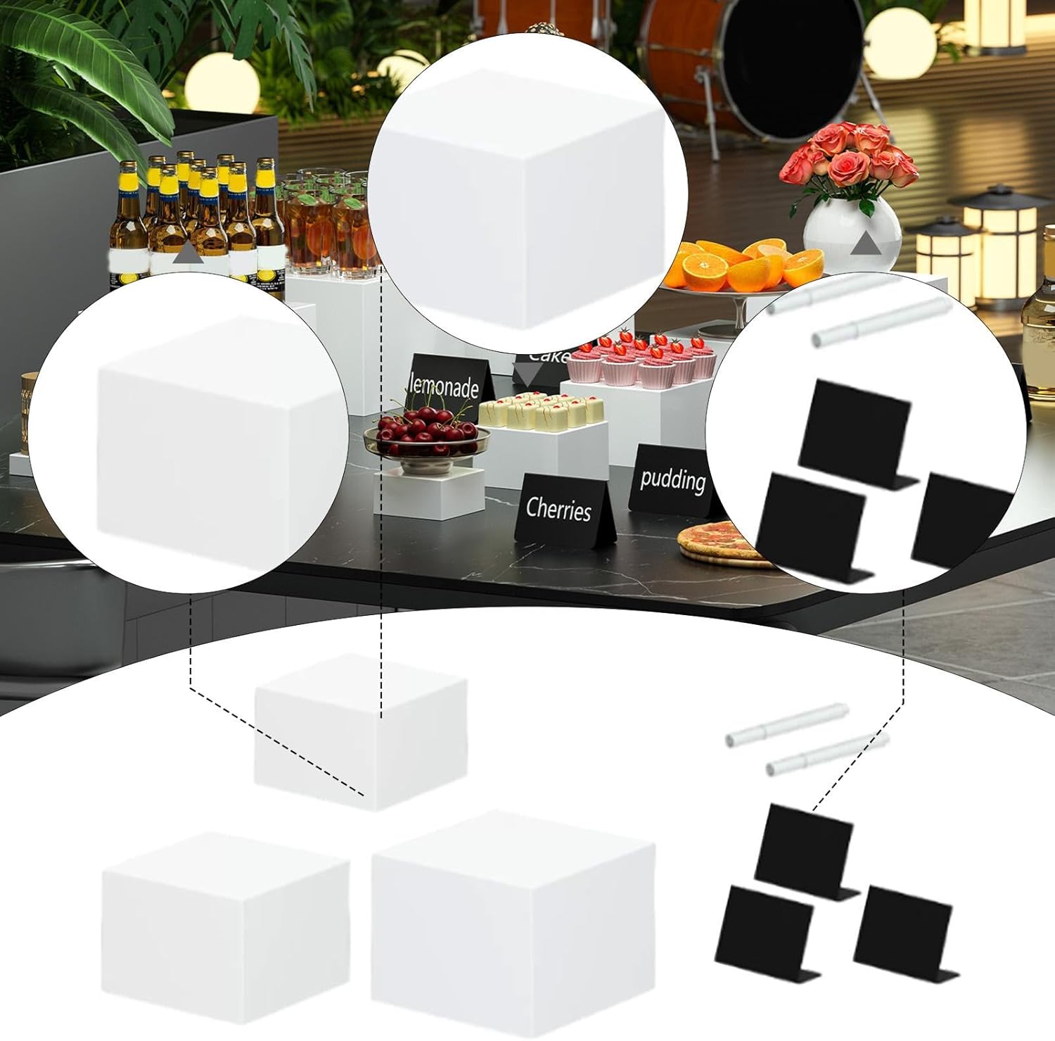 3Pcs Acrylic Display Risers Buffet Riser for Food Collectibles Dessert