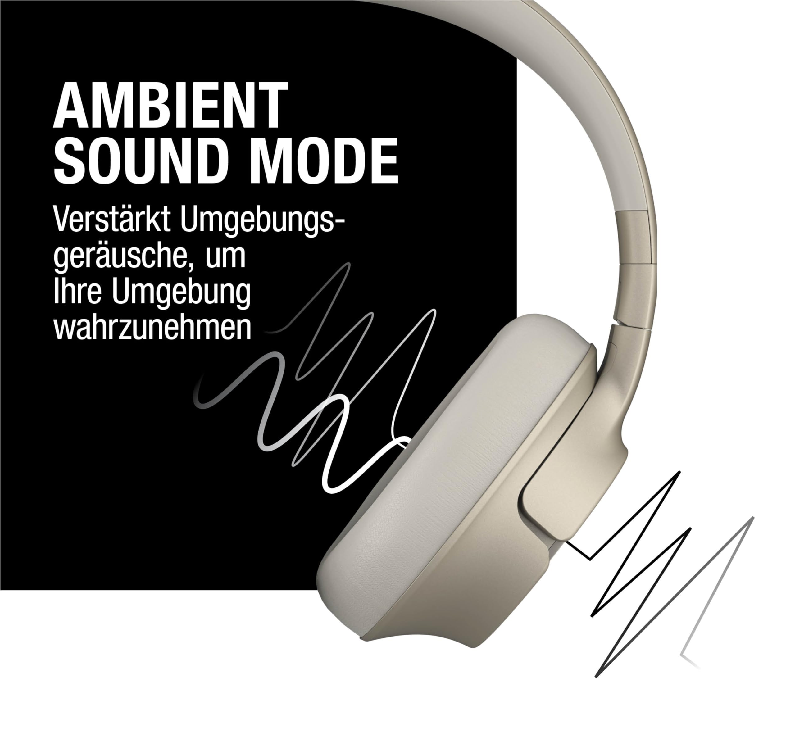 Fresh 'n Rebel Clam Fuse Bluetooth kopfhörer Over Ear mit Hybrid Active Noise Cancelling, mit ENC-Mikrofon (perfekte Anrufe), Kabellose kopfhörer mit Ambient Mode, 45h Spielzeit (Beige)