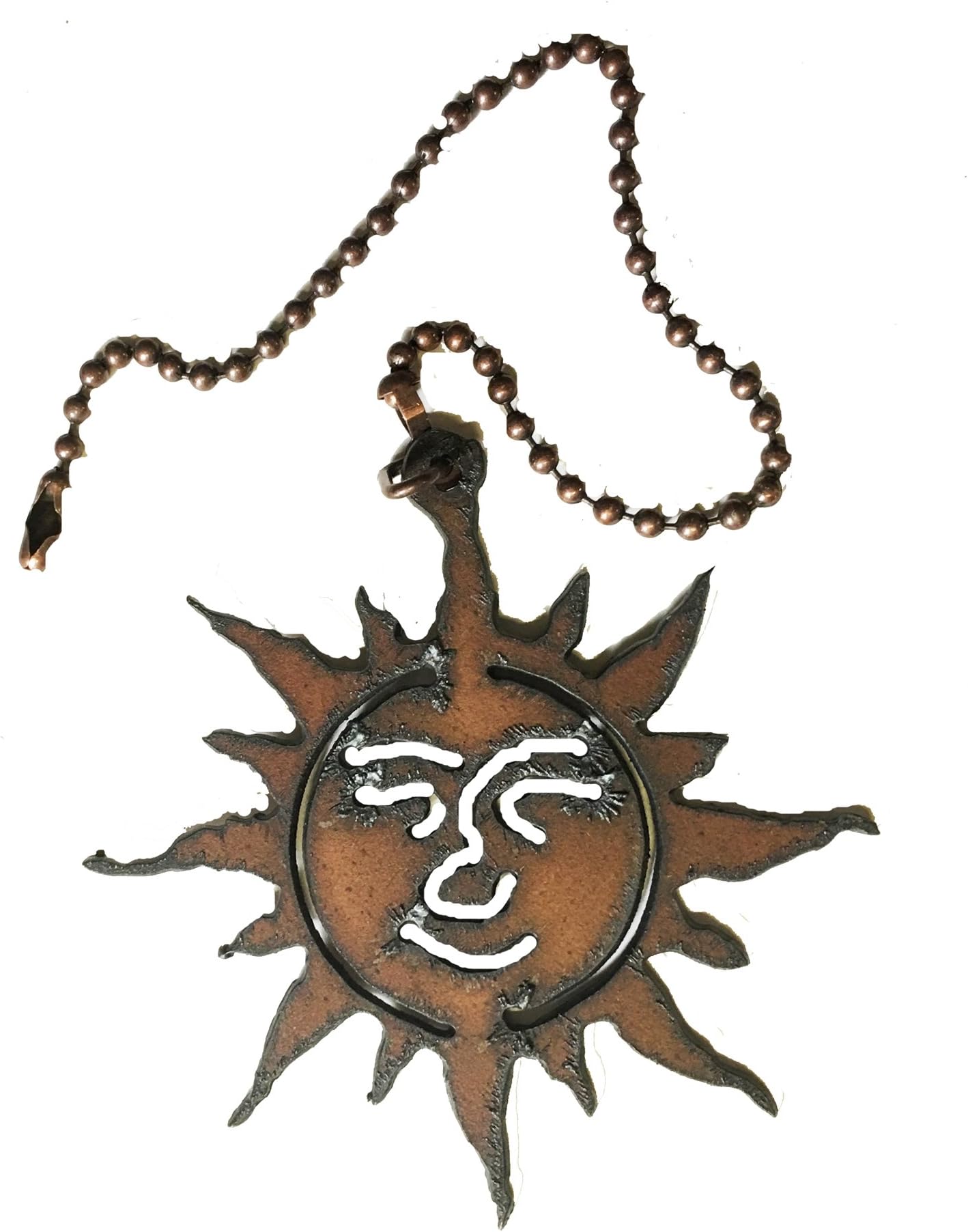 Southwestern Home Decor Rustic Metal Flaming Sun Decorative Ceiling Fan Pull