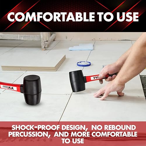 Vista 16 de YY-2-005 - Martillo tipo mazo de goma con mango de madera, 8 onzas, negro