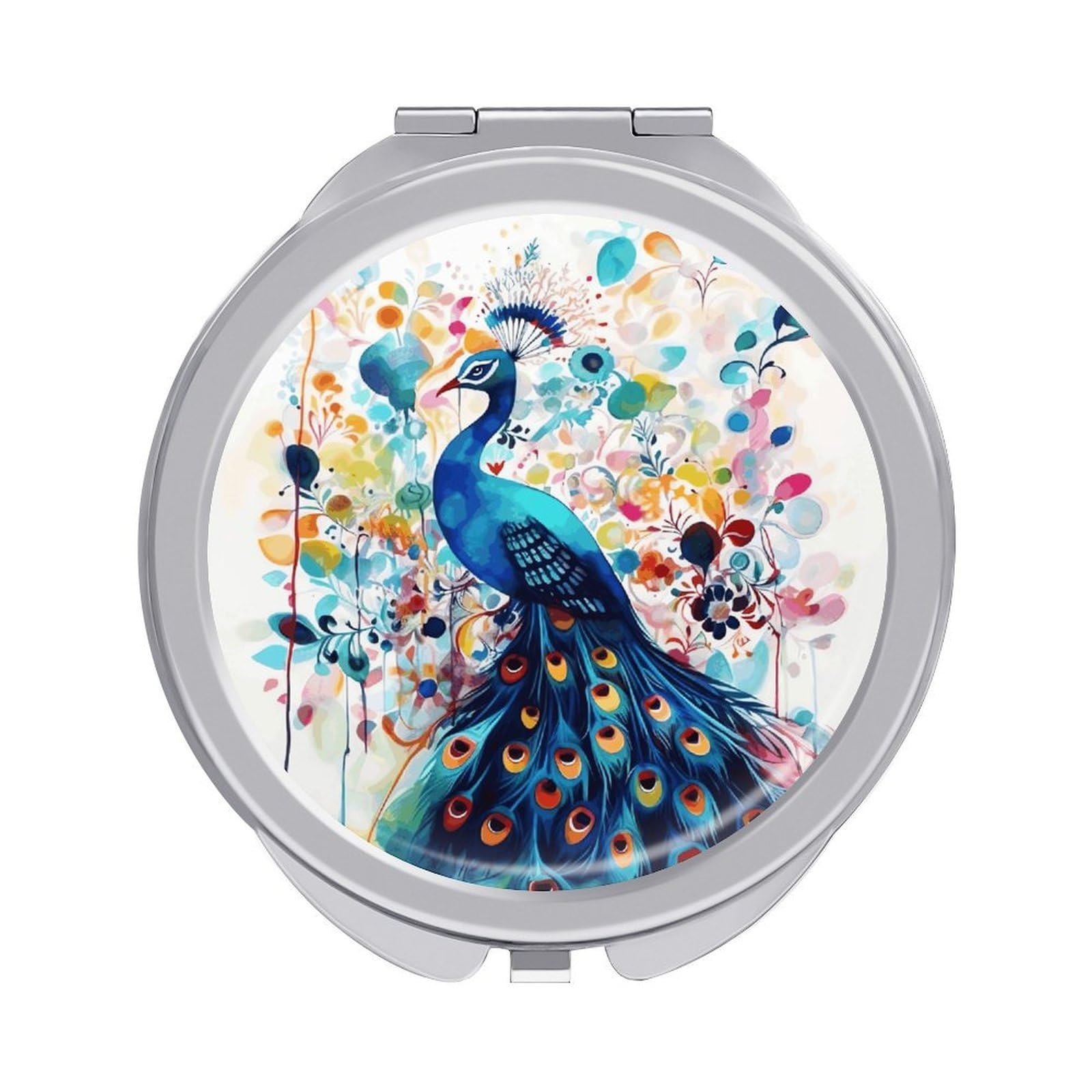 FekiLoot Color Peacock Travel Makeup Mirror 2 X /1 X Magnifying Slim Pocket Mirrors Compact for Purse Travel Makeup Mirrors for Pocket, Handbag, Purse Women Gift