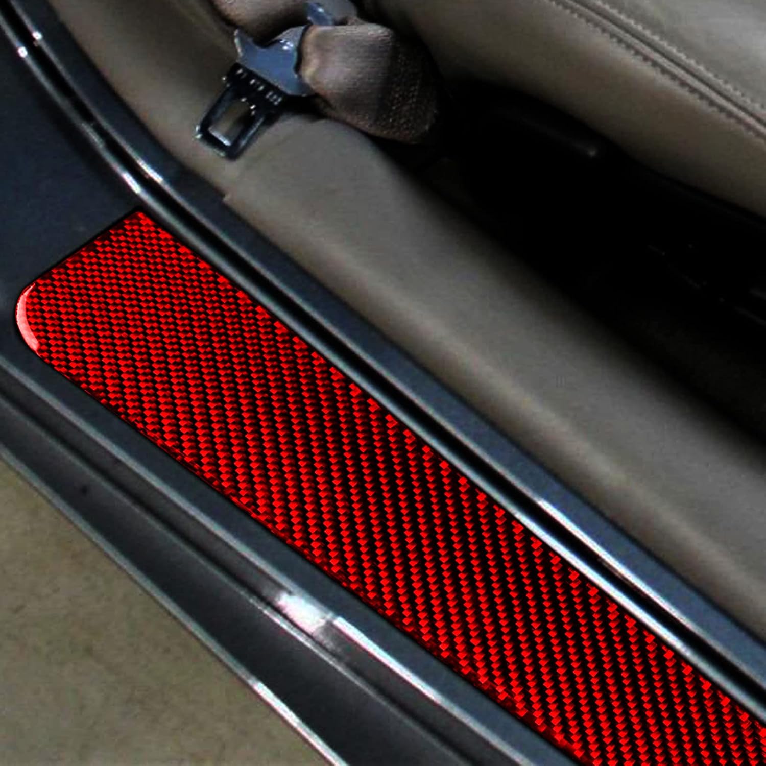 NVCNX Real Premium Carbon Fiber Car Door Sill Threshold Interior Trim Cover Compatible with Chevrolet Corvette C5 1998 1999 2000 2001 2002 2003 2004 Accessories Red