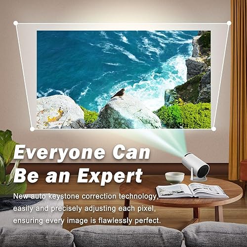 Miniatura 7 de RockTek - Mini proyector inteligente con corrección trapezoidal automática 720P HD compatible con 4K 250 ANSI 2.4G5G WiFi BT 5.0 Pantalla de 130