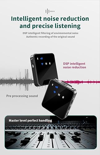 Miniatura 4 de Sistema de micrófono inalámbrico Lavalier 2.4G, (2 TX+1 RX+estuche de carga), rango de recepción de 328 pies, 45 horas de tiempo de uso, compatible