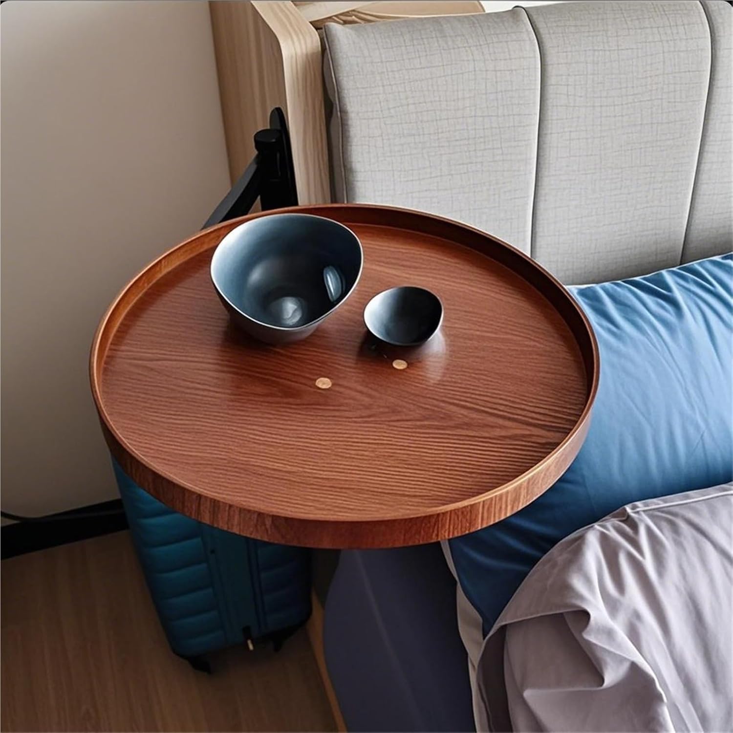 Space-Saving Wall-Mounted Folding Table - Round Coffee Desk with Retractable Shelf Ideal for Balconies & Kitchens Stylish Original Wood Finish Perfect for Small Spaces