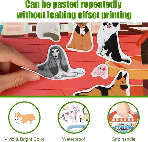 GUYUCOM Paquete De 4 Libros De Pegatinas Reutilizables, Juguetes Para Niños De 2, 3, 4 Años, Pegatinas 3D Transparentes Para Granja De Insectos Oceánicos, Juguete Educativo, Regalos De Cumpleaños