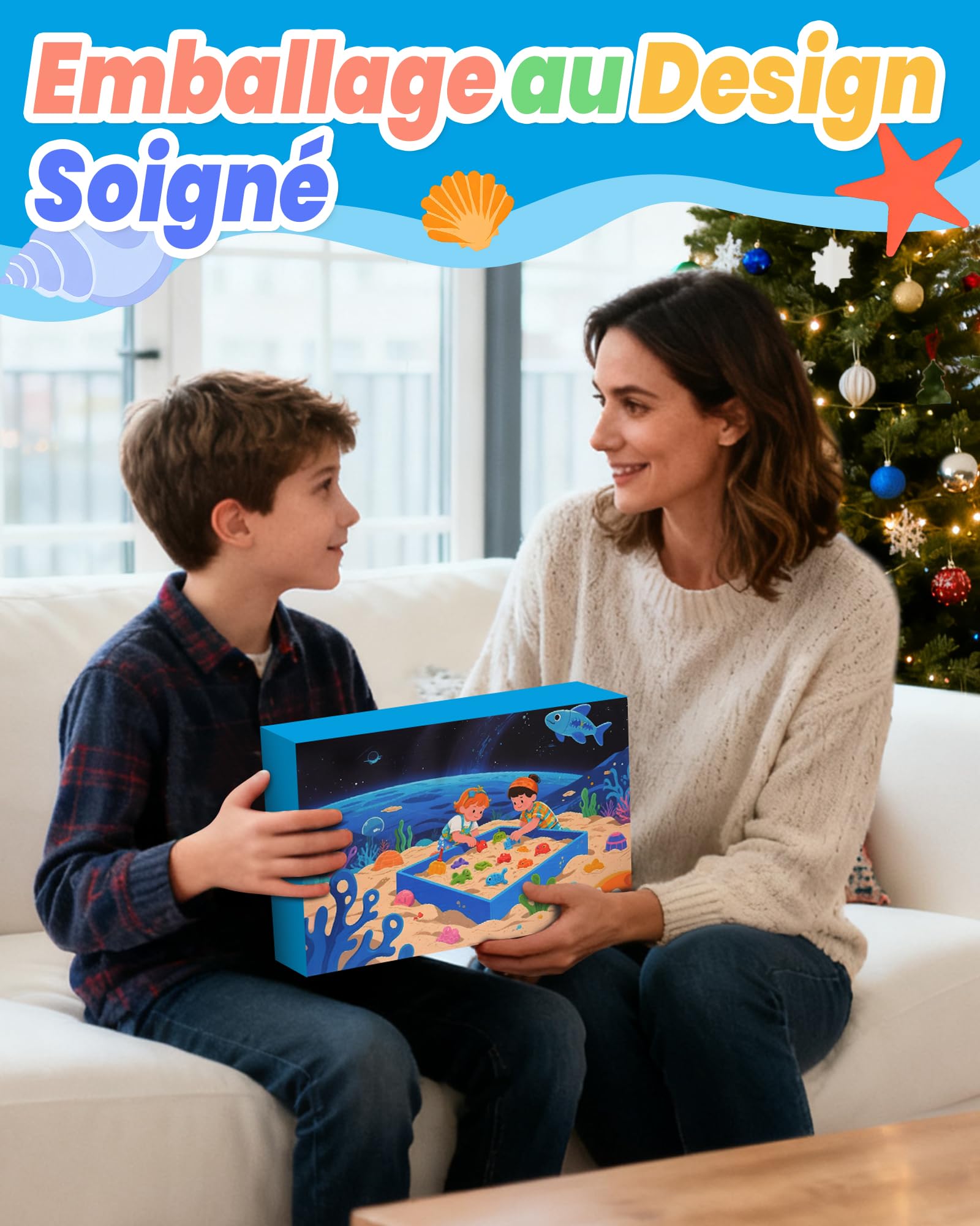 Velozenithize Ensemble de Sable Magique, Super Sand Set Comprend 1 kg de Sable Bleu Spatial de Haute Qualité, Convient Pour les Anniversaires D'Enfants, NoëL et Autres Occasions