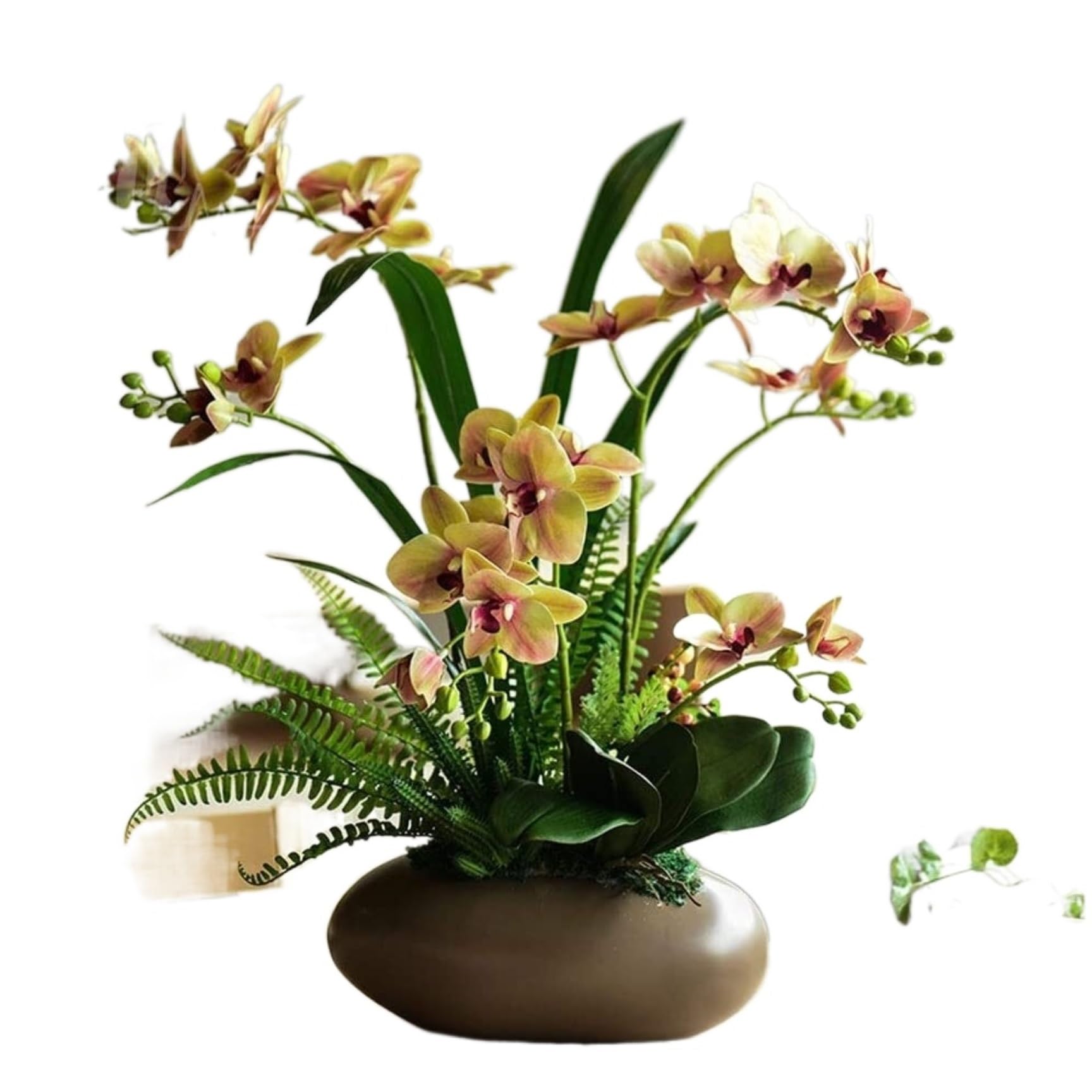 IUokLU Artificial Orchid Flowers,Artificial Orchid Artificial Flowers Fake Flower Artificial Flowers Fake Faux Orchid Arrangement (Yellow Q)