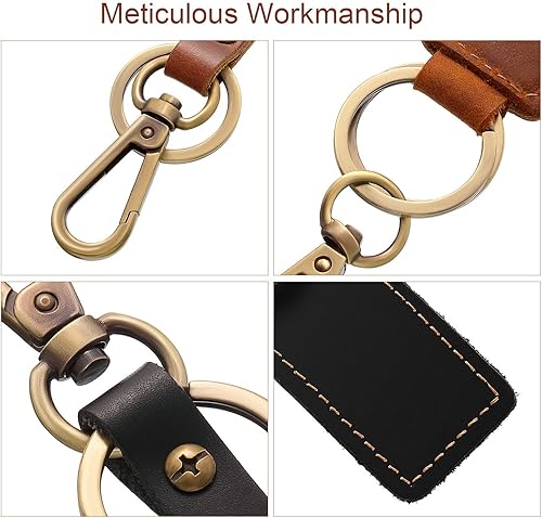 Vista 5 de WILLBOND 4 piezas de cuero Valet llavero de cuero llavero con clip para cinturón para llaves
