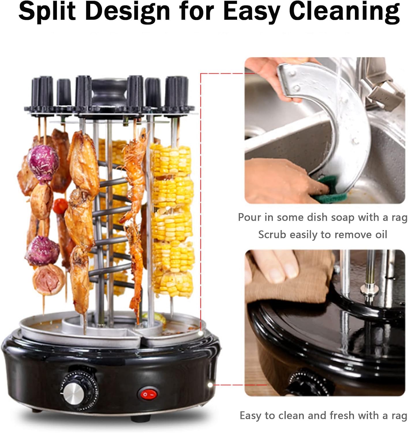 Mini Timing Kebab Machine Fully Automatic Electric Barbecue Stove Household Electric Grilled Vertical Rotisserie Small Rotary Machine for Home Use, 9 Piece Indoor Kebab Grill