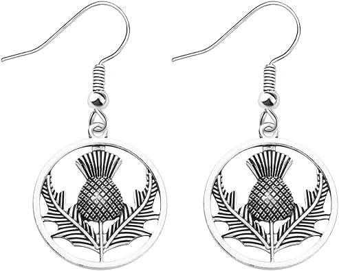 BAUNA Scotland Thistle Dangle Earrings for Women Sassenach Scottish Jewelry Fans Gift Silver