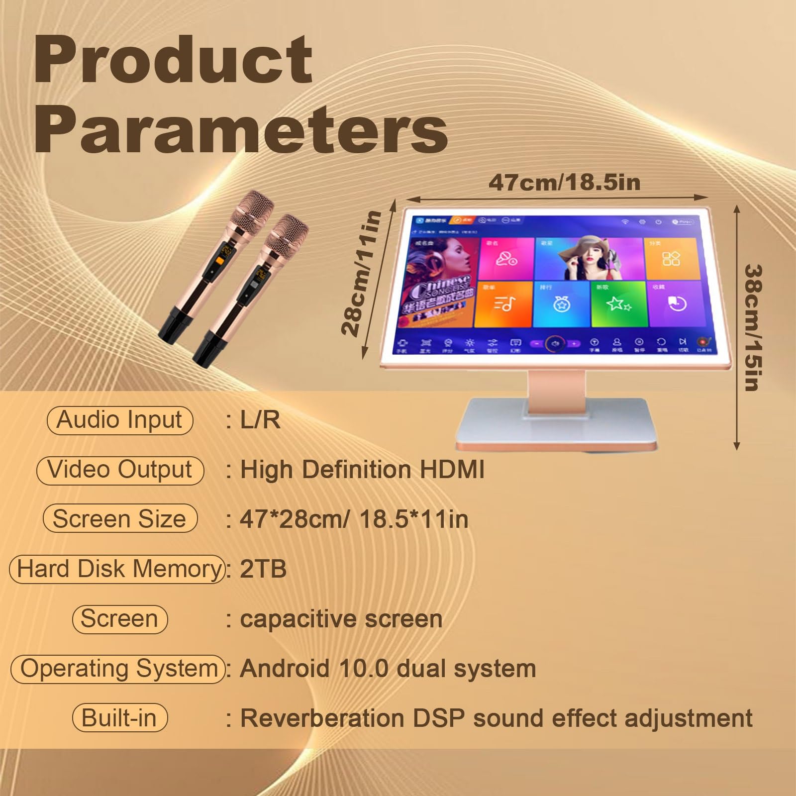 Karaoke Machine 2026 All-in-One Z Odtwarzaczem Ktv, Mikser, Reverb, Touchscreen I Mikrofonami Bezprzewodowymi, Do Domu I Imprez(Desktop19.5in,2TB)
