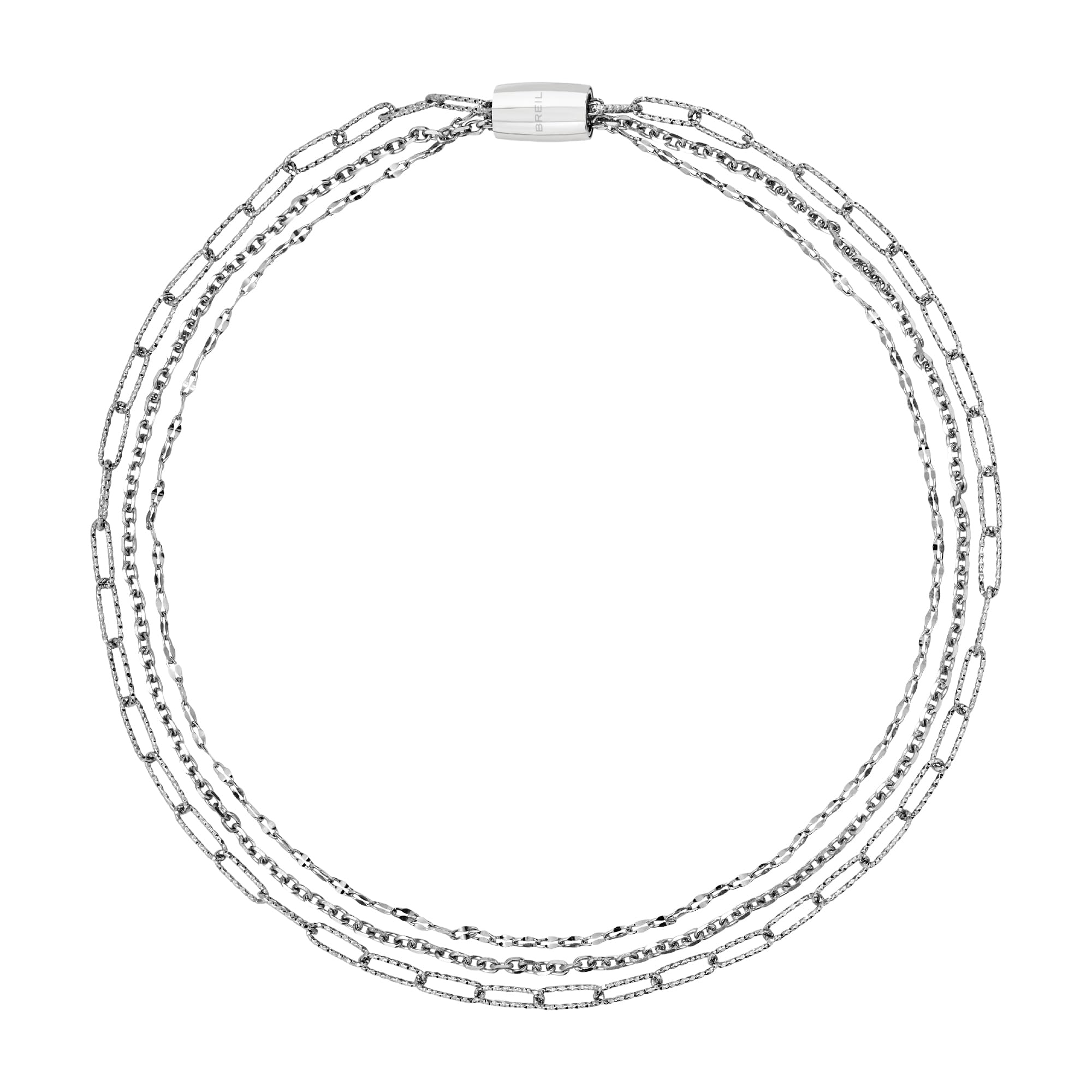 Breil, Collezione Magnetica System, Girocollo da Donna in Acciaio, Catena Rettangolare, Catena Sfaccettata, Chiusura Magnetica
