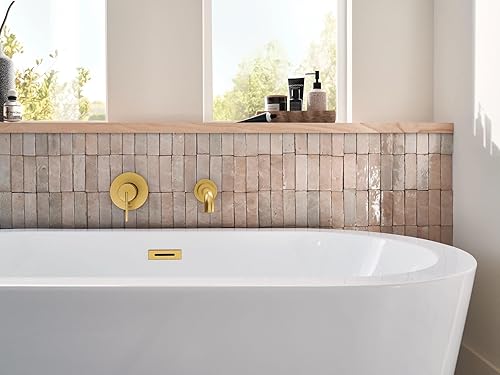 Miniatura 2 de Cia WT6221BG - Grifo de bañera de un solo mango dorado cepillado con alcance de boquilla de 10 pulgadas, relleno de bañera de alto flujo