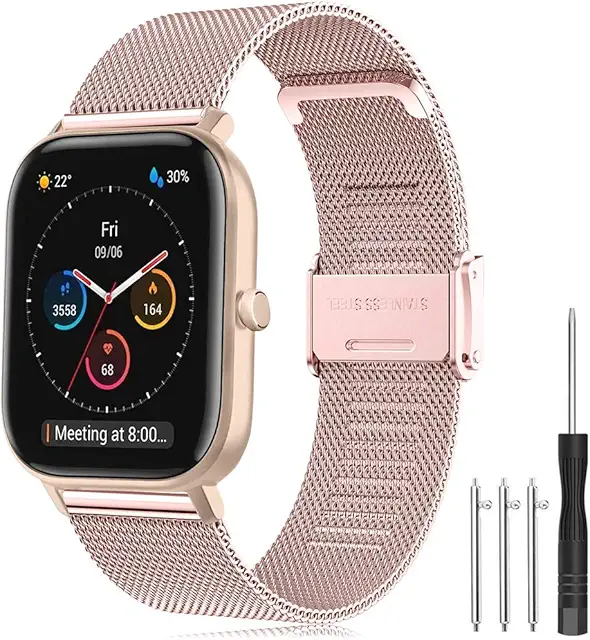 Cinturino Amazfit Originale in Acciaio Inossidabile 20mm per GTS, GTR, Bip