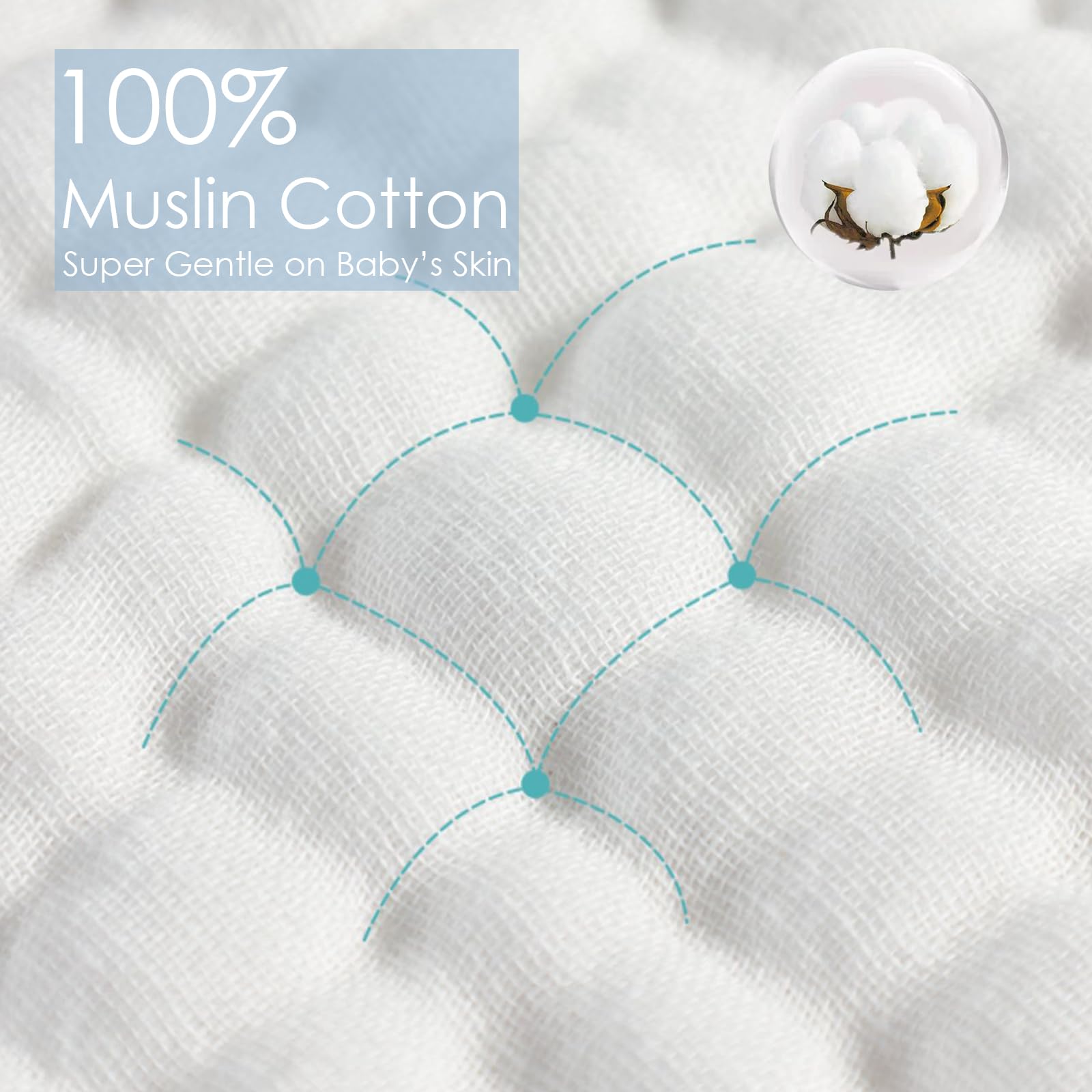 ROXANEPIG 8 Pack Muslin Burp Cloths for Baby 100% Cotton Baby Washcloths for Boys Girls Large 50X25 cm Super Soft and Absorbent - Image 4