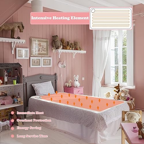 Miniatura 2 de WELLHUT Calentador de mesa de masaje, protector de colchón térmico con 3 ajustes de calor, protección contra sobrecalentamiento, calentador de cama