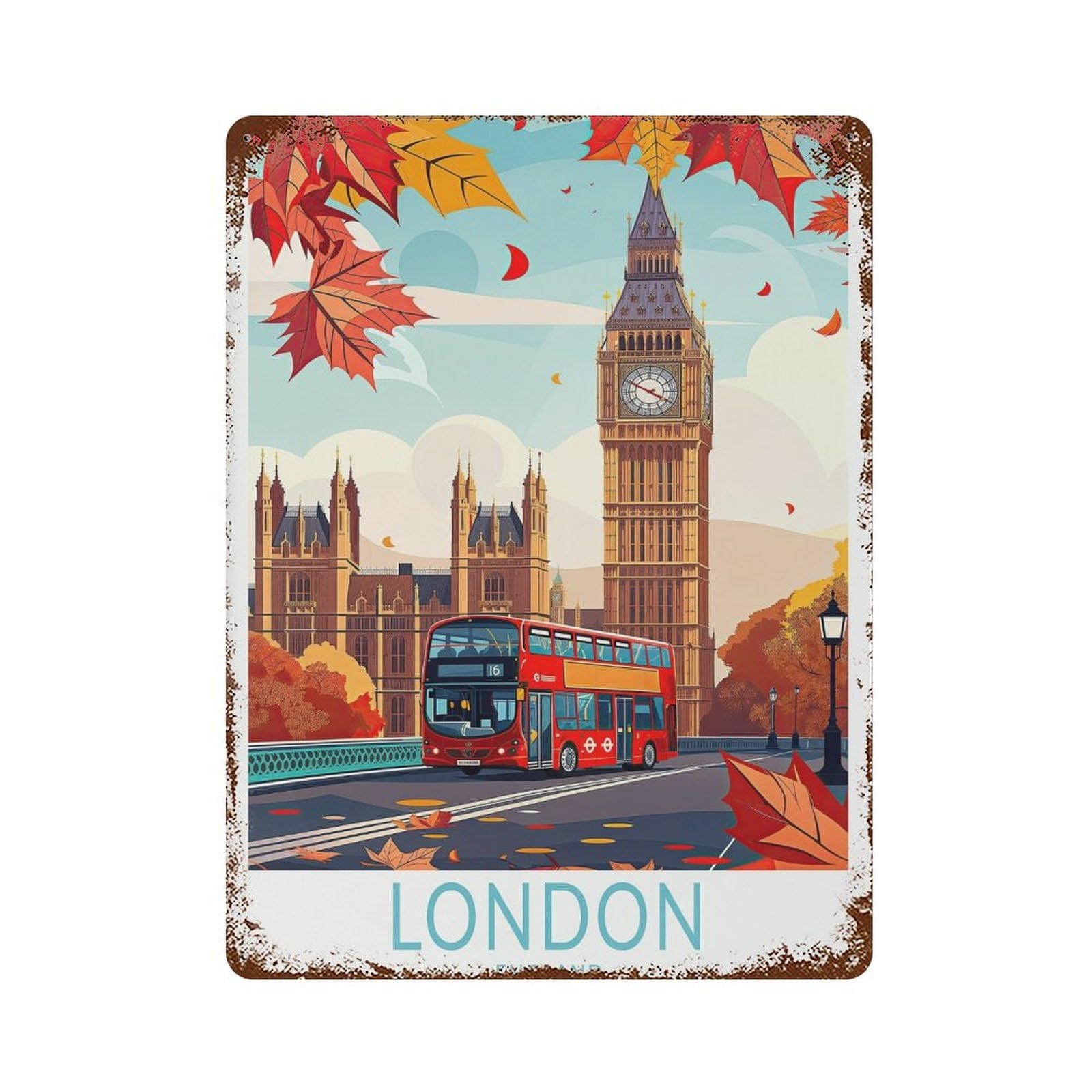 xiaoxiaoshen London England Big Ben Bridge Travel United Kingdom Gift (2) Wall Decor Art Metal Tin Poster Modern Home Decor Art Home Bar Shop Decorations Vintage Sign 40x30cm