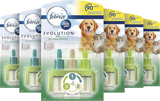 Febreze Ambi Pur 3Volution Air Freshener Plug-In Diffuser Refill, Pet Odour Eliminator, 120 ml, (20 x 6)