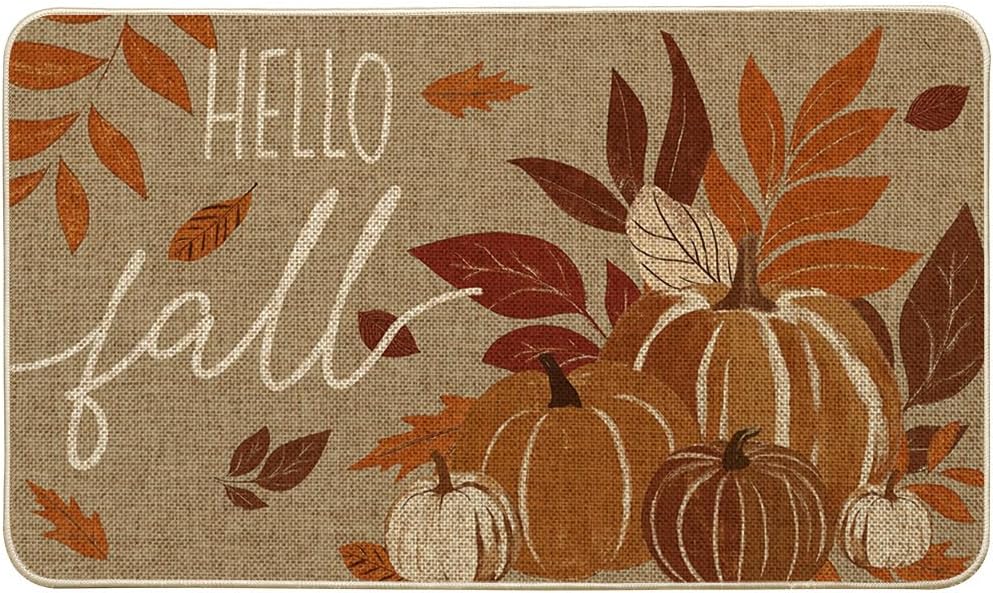 Artoid Mode Vintage Maple Leaves Pumpkin Fall Doormat 17x29 Inch