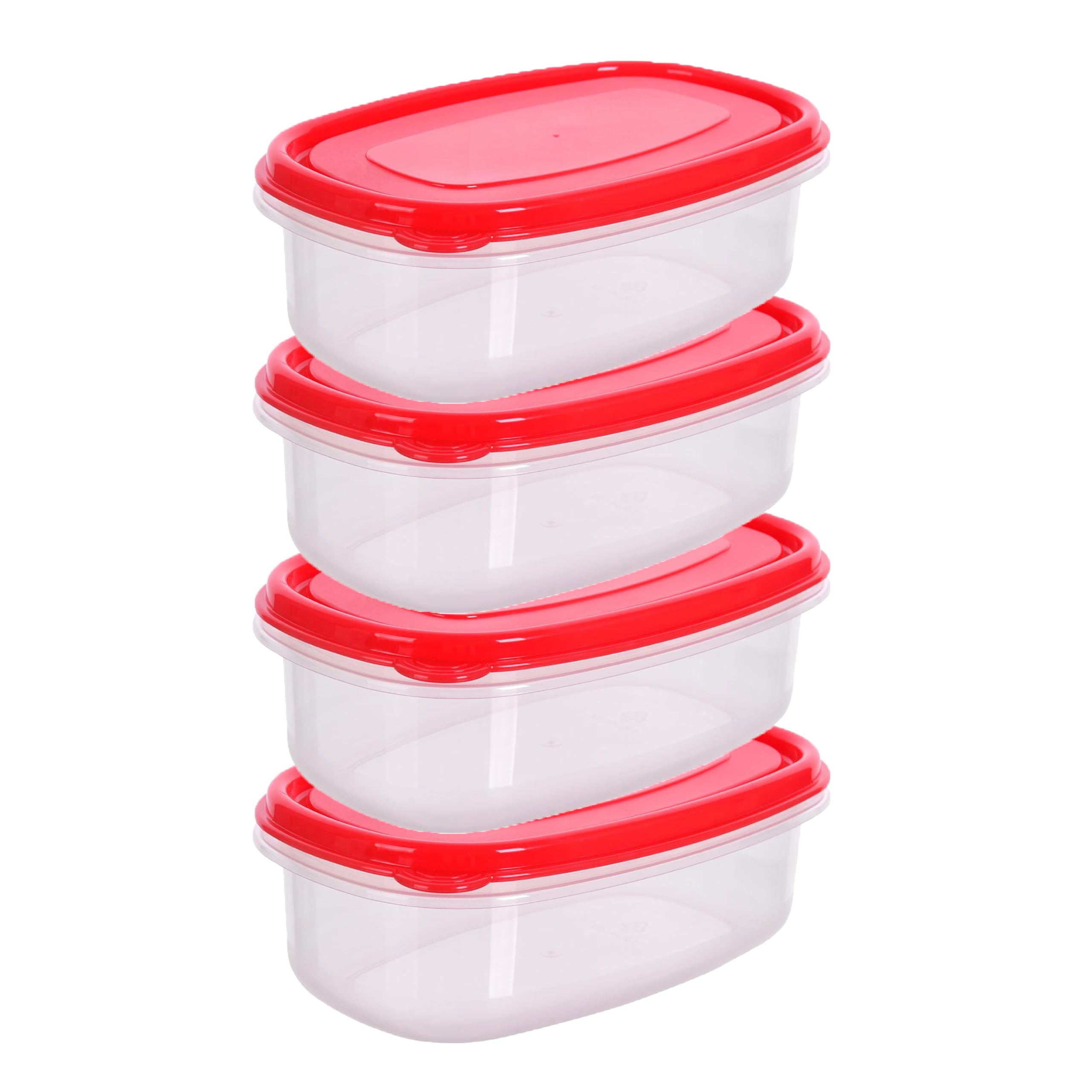 HOMESHOPA Plastic Food Storage Containers, 1.2 Litre 4 Pack Rectangular Leakproof Airtight BPA-Free Reusable & Stackable Meal Prep Lunch Boxes, Microwave Freezer & Dishwasher Safe