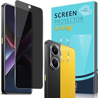 Zeking 2+2Pack for Xiaomi Poco X7 Pro Privacy Tempered Glass Screen Protector and Camera Lens Protector, Anti-Spy [Anti-Scratch] HD Clarity 9H Hardness [Bubble Free]