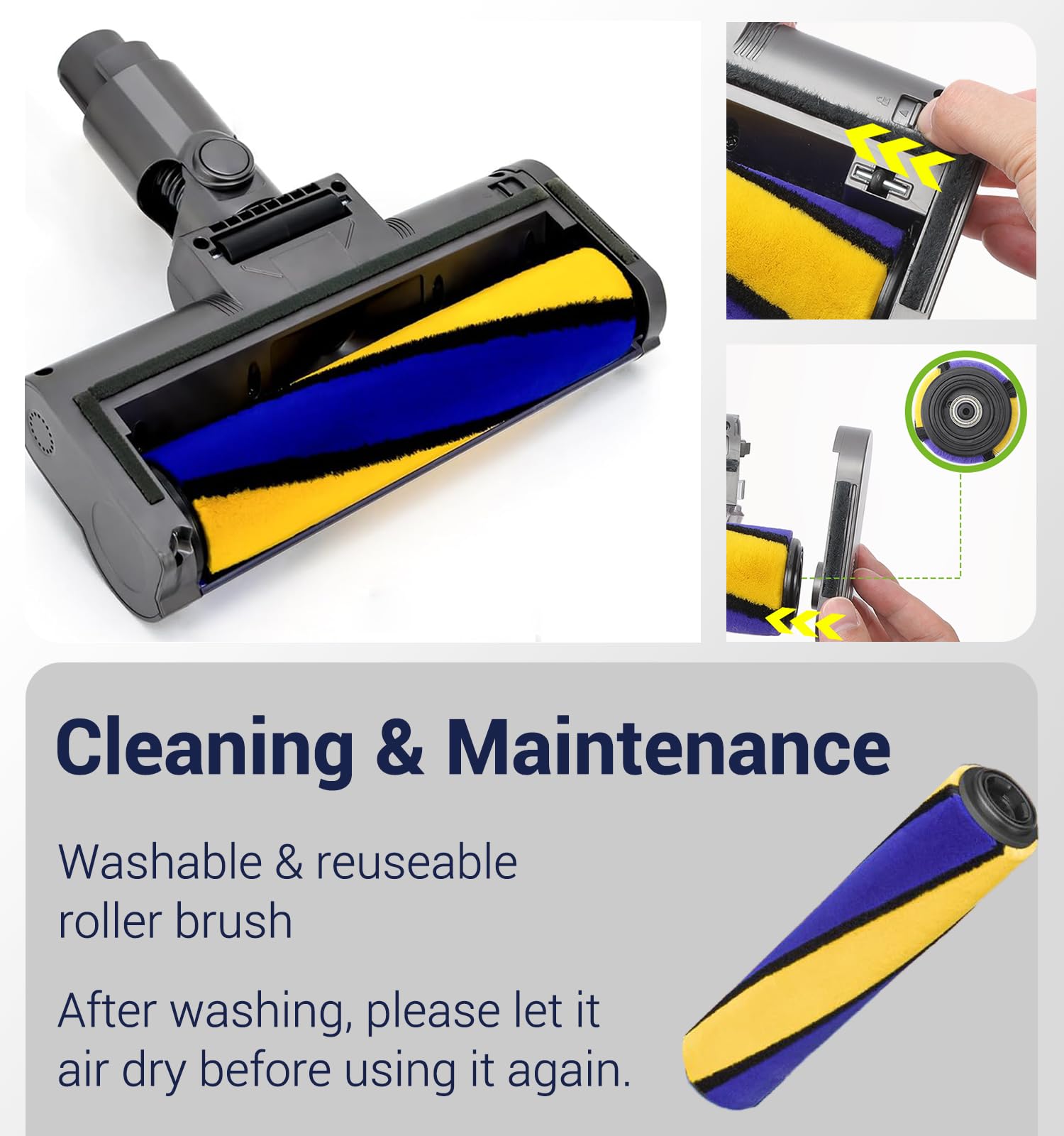 Bürste Ersatzteile mit Staubdetektionsfunktion kompatibel für Dyson Staubsauger V7, V8, V10, V11, V15, Ersatzbürste, Bodendüse, Zubehör, Quick Release-Bürste für Harte Böden