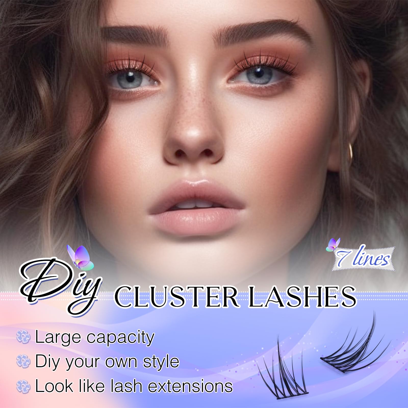 LZM Cluster Lashes Individual Eyelashes C Curl Individual Natural Reusable Lash Clusters Thin Band Natural Eyelashes (z01) - Image 3