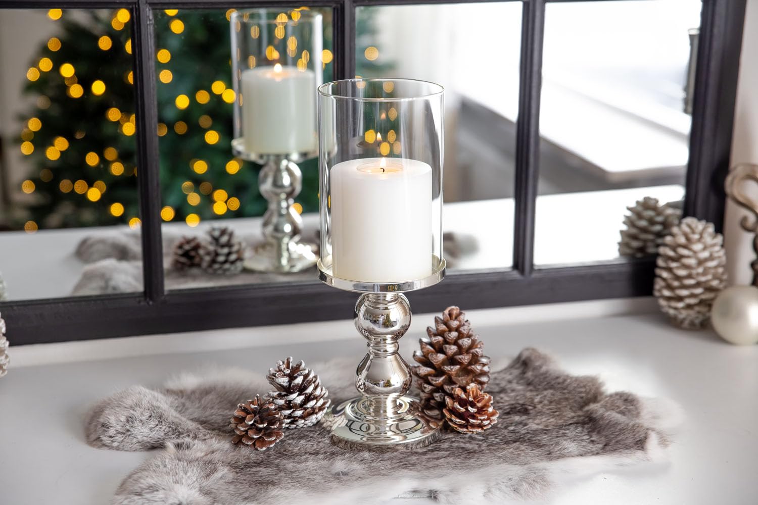 EDZARD Candlestick/windlight Mascha, height 11,0 in, silver plated, tarnish protected, for candles up to ø 3,9 in - Image 2