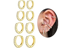 4 Pairs Small Gold Hoop Earrings Set for Women