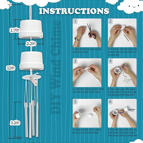 Miniatura 6 de Paquete de 3 kits de carillón de viento para bricolaje artes y manualidades para niños y niñas de 8 a 12 años 4 a 8 6 a 8 5 a 7 3 a 5 construcción y