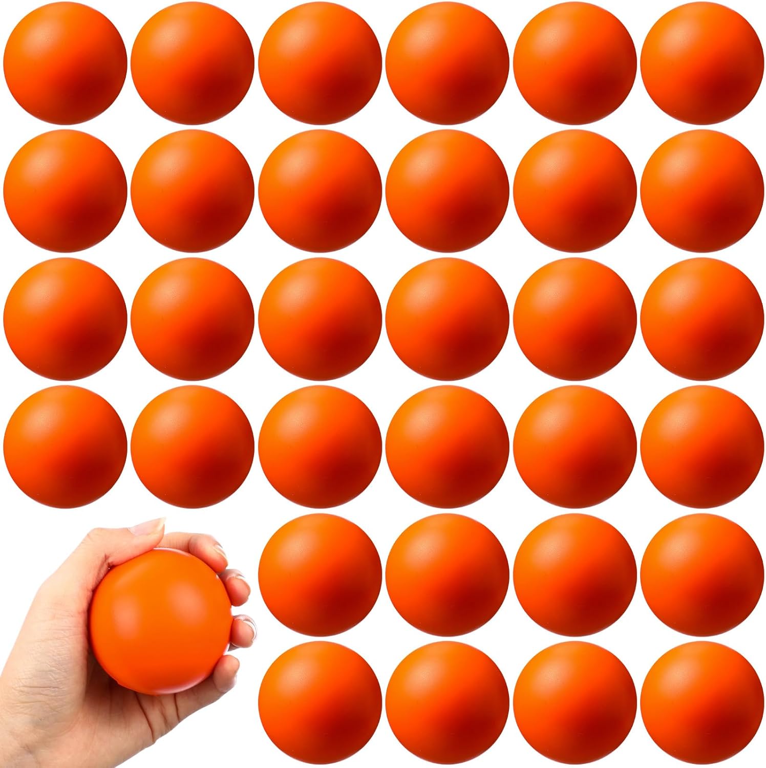 36 Pack 2.5 Inch Orange Foam Stress Relief Balls, Squeeze Stress Relief Balls Hand Exercise Sensory Toys for Focus, Therapy, Anxiety and Sensory Play, Great Gift for Kids & Adults