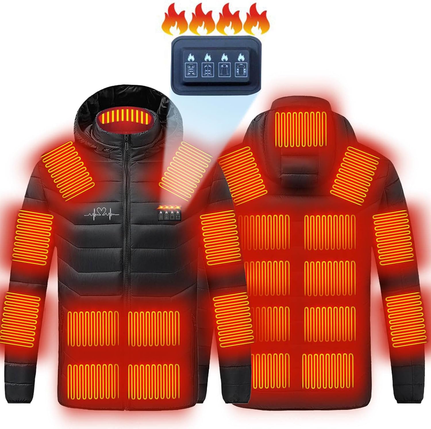 Sdwingk Heated Jacket for Men Women 21 Heating Zones Hooded Coat USB Heating Jackets Winter Warm Thermal Coats with Pockets
