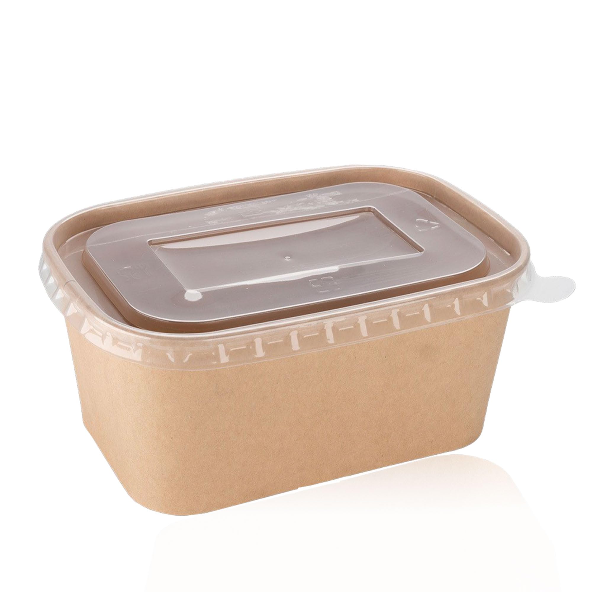 CHEF ROYALE 10x 1000ml Food Kraft Food Storage Container with Plastic Lids Prep Takeaway Container Heavy Duty, Stackable and Ideal for Every Event.