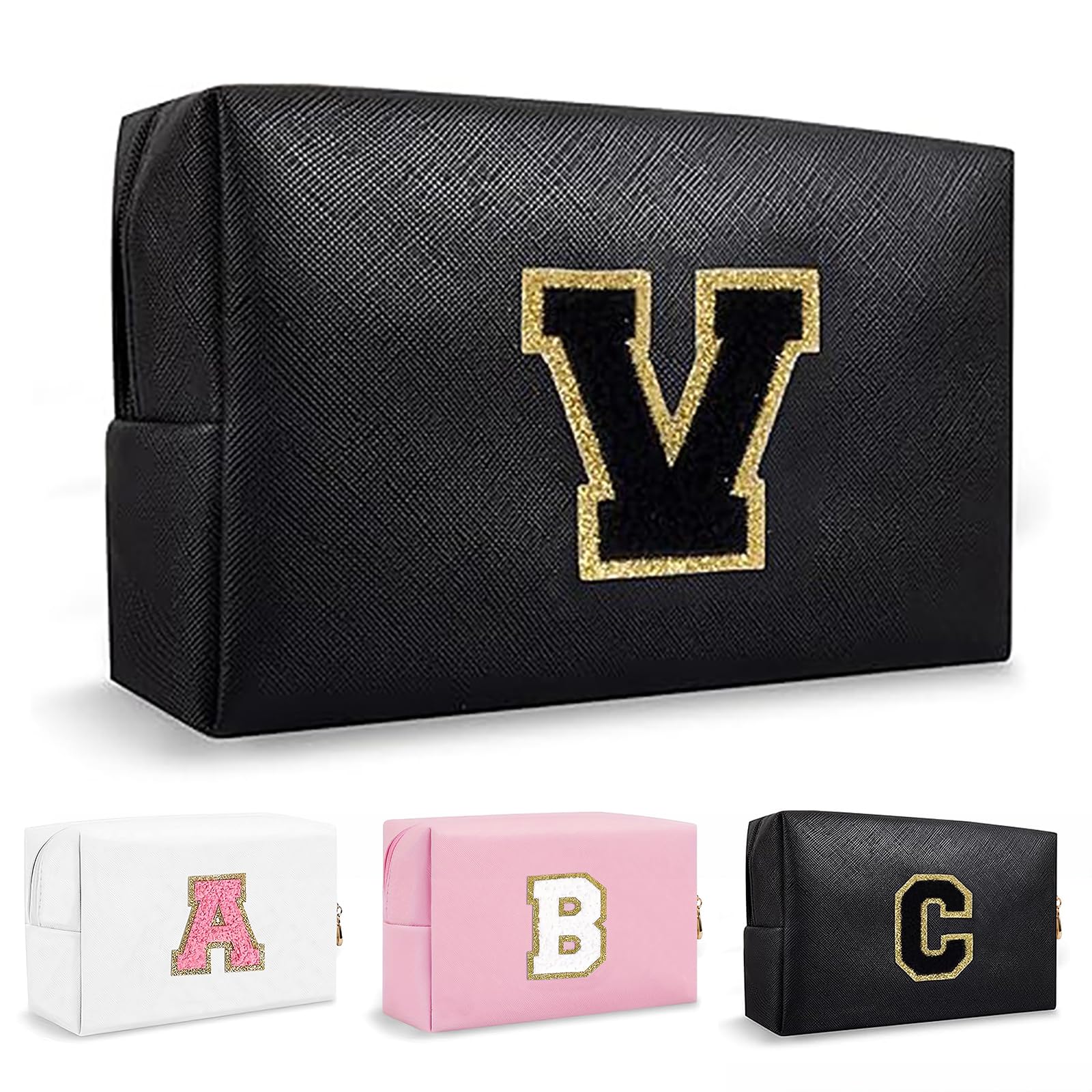 Bolsa de Maquillaje, Bolsa de Cosméticos Impermeable de Viaje, PU Cuero, Neceser de Baño, Bolsa De Aseo Y Almacenamiento para Mujer,Cosas Preppy para niñas Adolescentes (Letra A-Z) — view 113