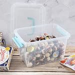 6 Boîtes de rangement claires en plastique L avec poignées vertes à la menthe, petites boîtes de rangement en laque, paquet de 6
