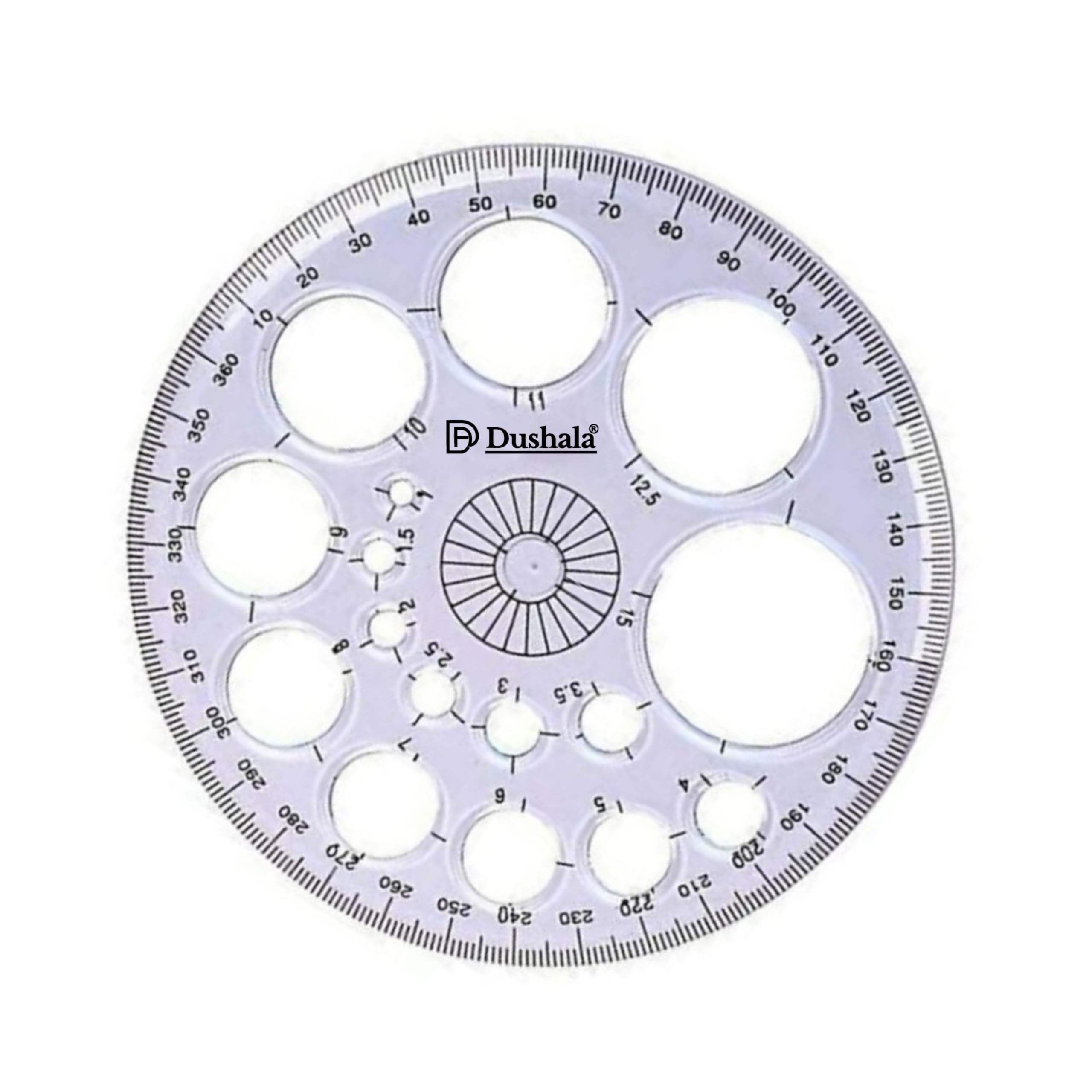 DUSHALA ProCircle/Circle Templates, 3 mm Thick, Transparent, 1-30 mm Diameters, 360 Degree Protractor, for Technical Drawings/Engineering Drawing/Architect Drawing (1)-image-18