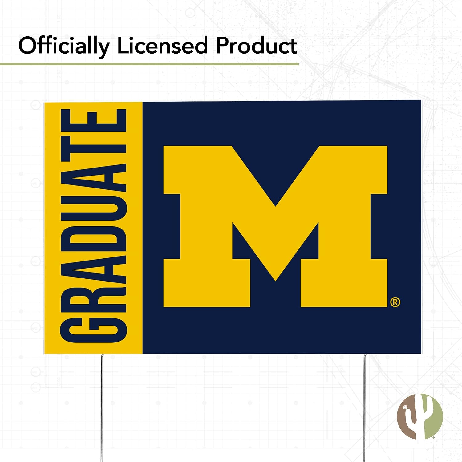 Desert Cactus University of Michigan Wolverines 12x18" Graduate Graduation Celebration Yard Sign Graduates Outdoor Lawn Display with Stakes (Grad Sign 3)