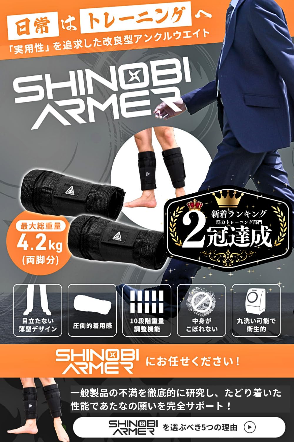 TENASGEAR シノビアーマー【厚み30％オフ服下着用可】アンクルウェイト Amazon.co.jp: TENASGEAR シノビアーマー【厚み30％オフ服下着用可