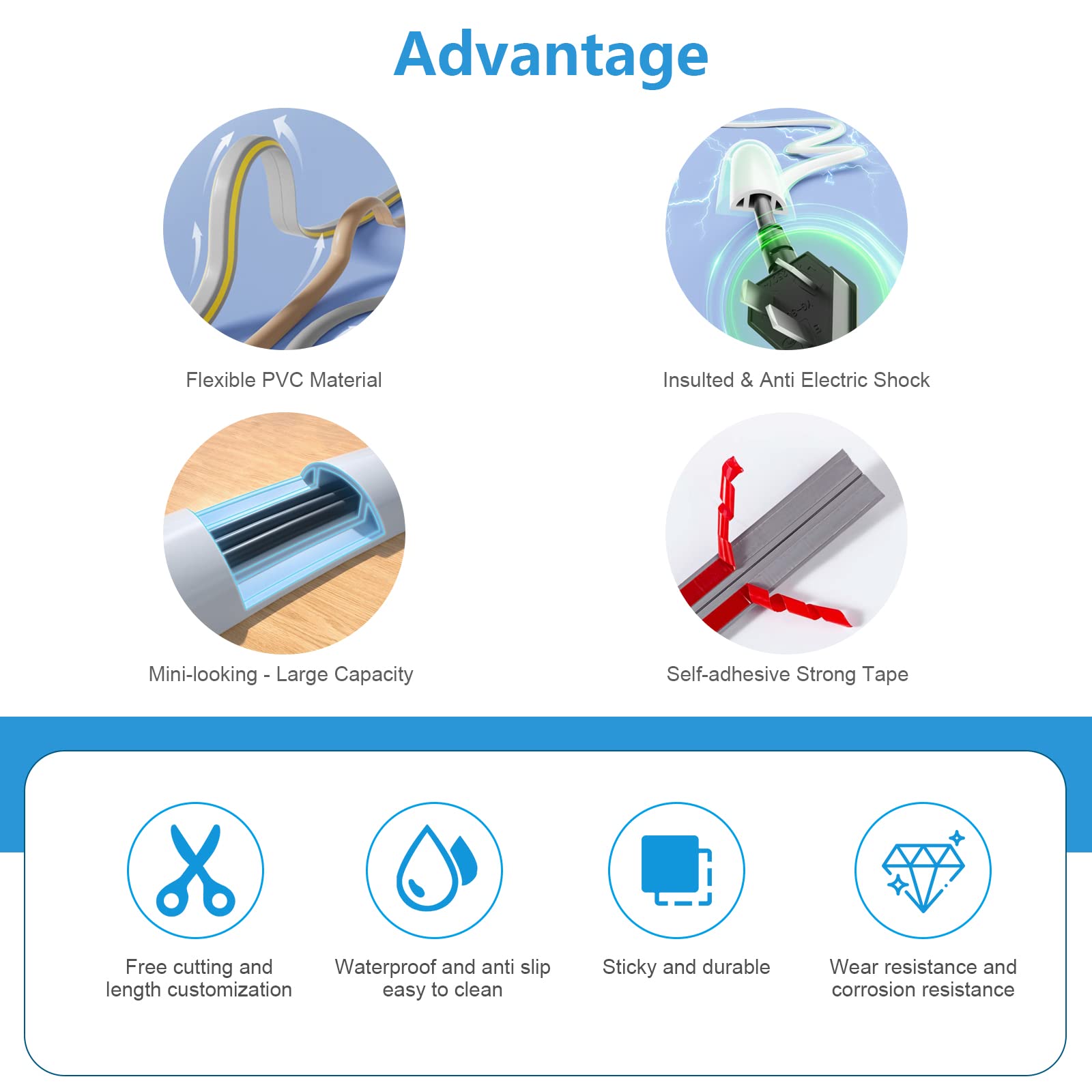 Kabelkanal Halbrund 30x10mm Weiß - Selbstklebende Kabelabdeckung 2m