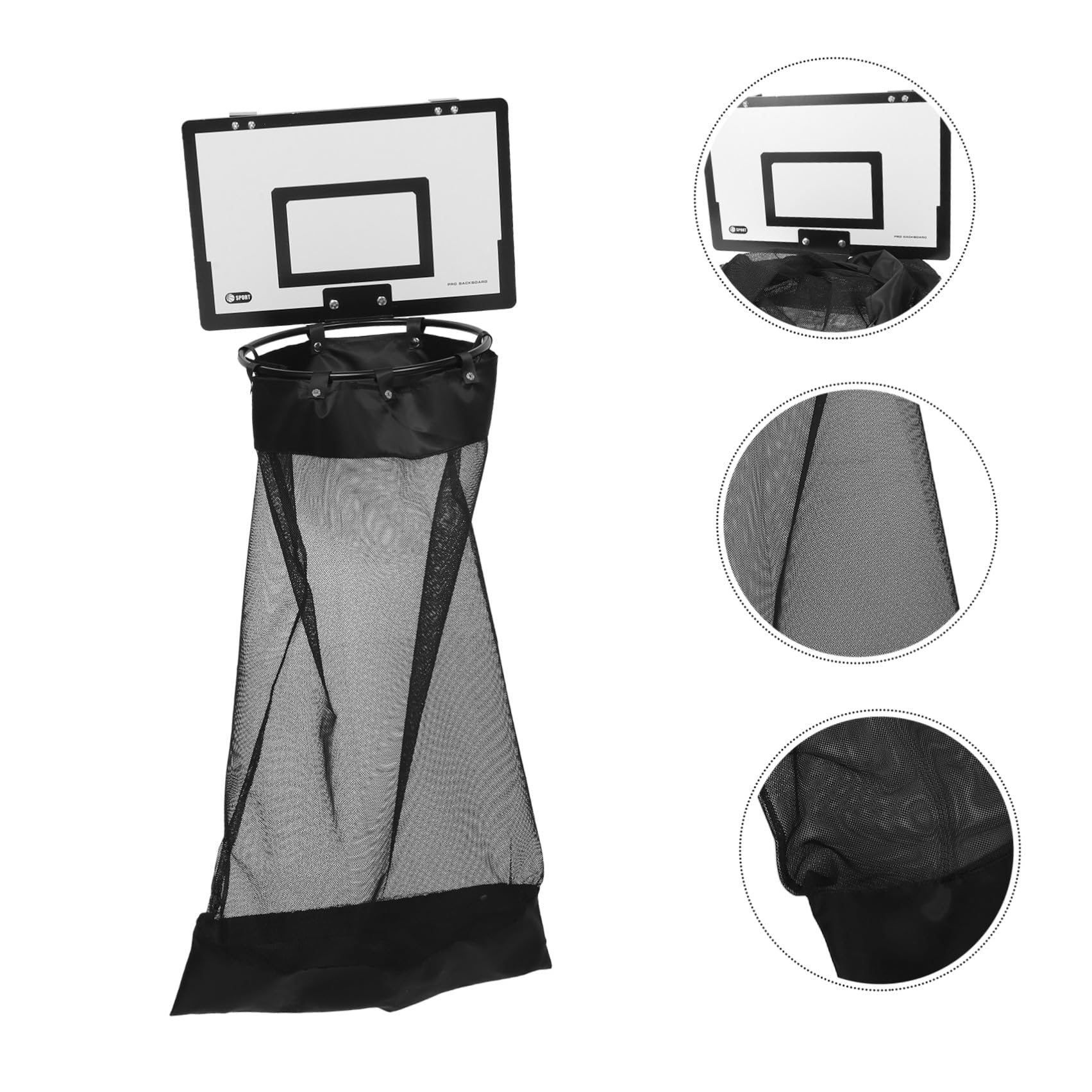 Wäschekorb für Tür Basketballkorb Türhänger Schwarz mit Holz