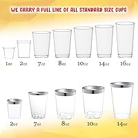 Vista 6 de Vasos de plástico plateados de 14 onzas, paquete de (30) vasos de plástico transparente desechables Vasos de borde plateado Vasos de plástico duro