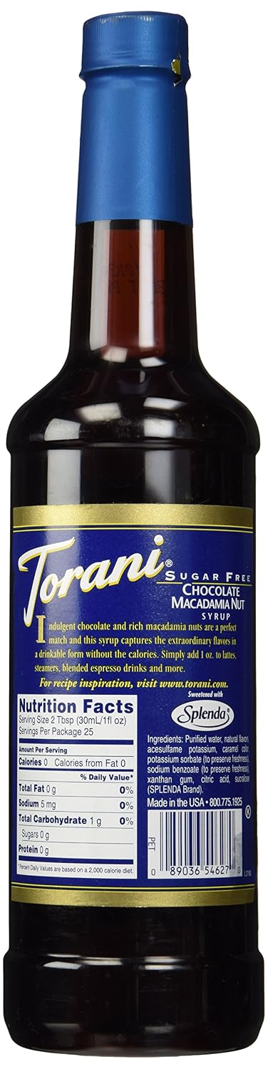 Torani Sugar Free Chocolate Macadamia Nut Syrup, 750 ml