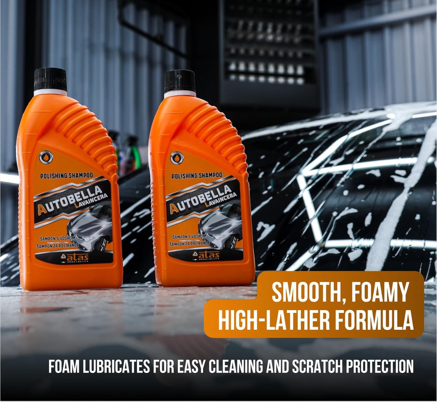 Car Wash & Shine Kit – Foaming Car Shampoo 1000ml + Spray Wax Polish 750ml, Deep Clean, High Gloss Finish, Paint & Plastic Protection, Made in Italy