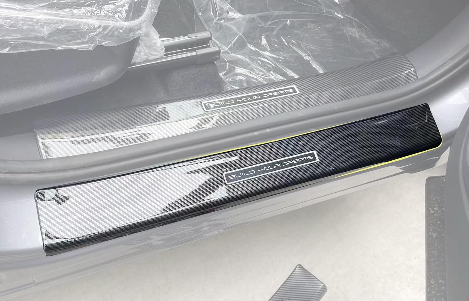 Car Door Sill Protector for BYD Atto 3 Accessories, Steel Plastic Carbon Auto Parts Door Entry Guard Scuff Plates Trim Covers (Carbon Steel)