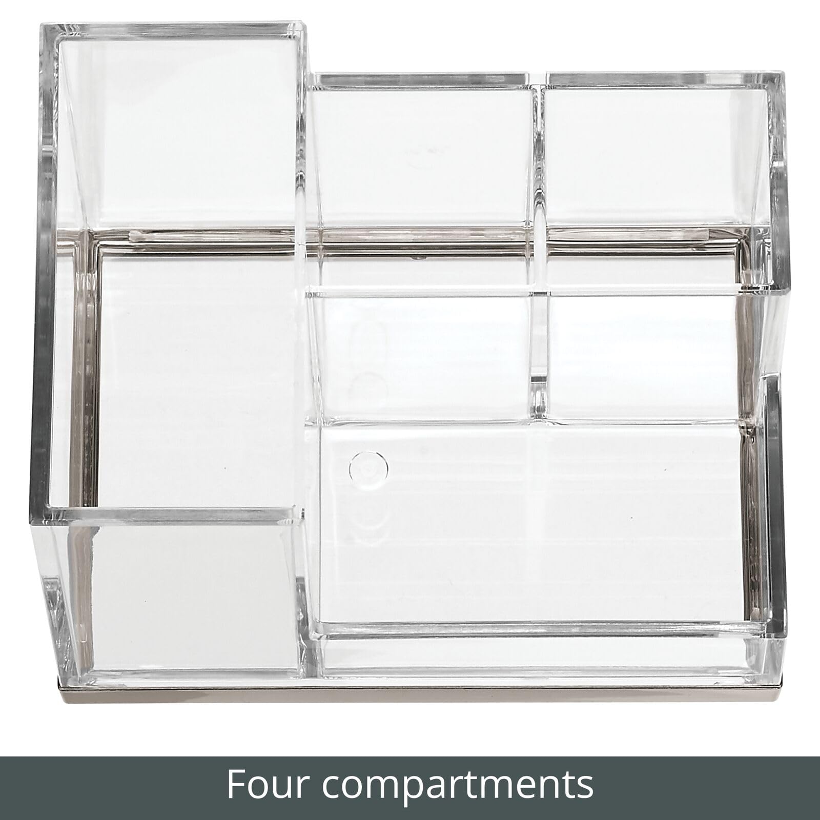 Soporte plateado para cepillos de dientes y pasta de dientes, soporte organizador de almacenamiento con 4 compartimentos para encimera de baño, soportes para cepillo de dientes eléctrico, 4