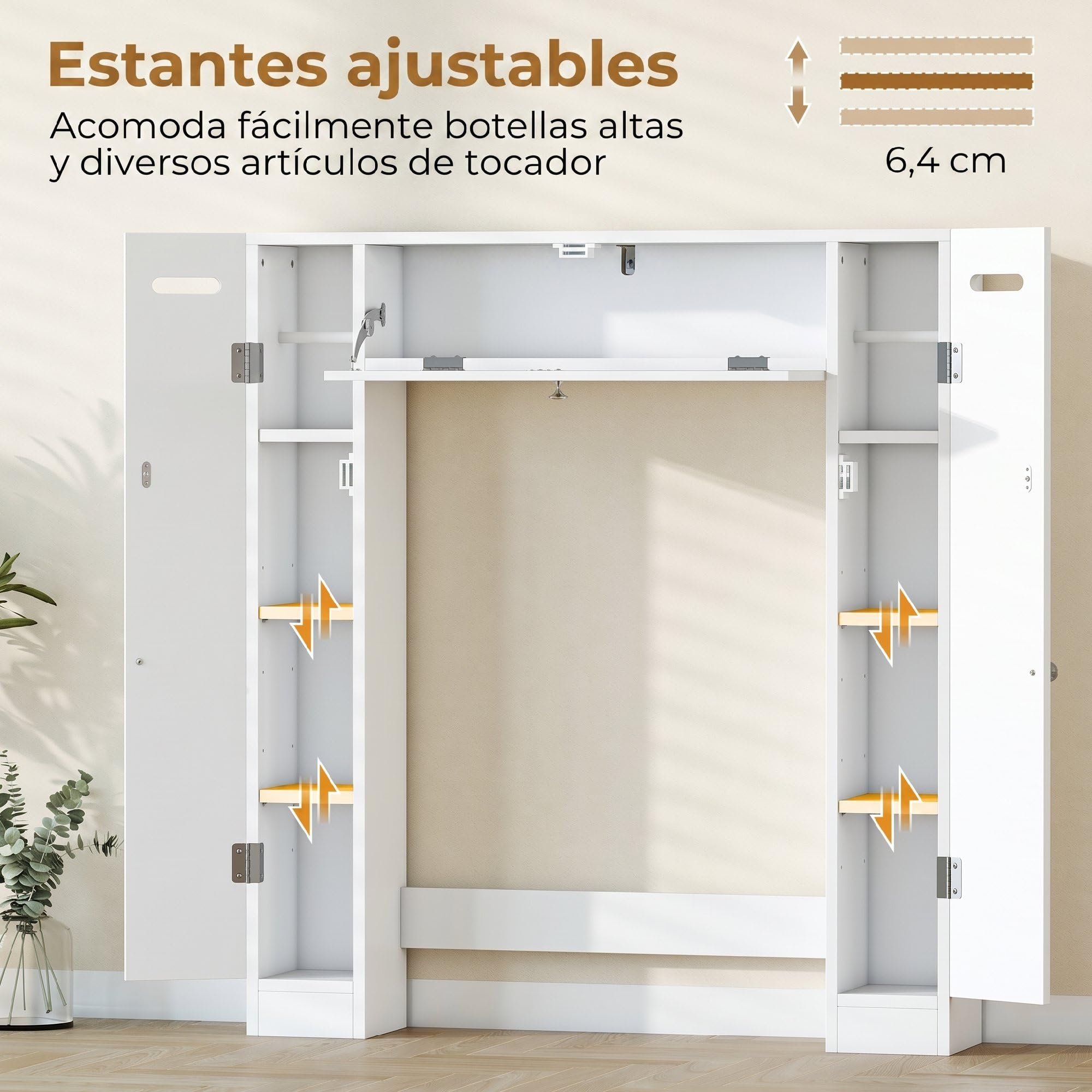 HOMCOM Mueble sobre Inodoro con 2 Armarios Laterales 88x18x98 cm Blanco | Armario sobre Inodoro, Mueble de Baño, Cajón Abatible, Portapapeles, Estantes Ajustables, para Espacios Pequeños