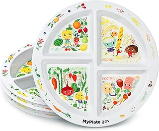 Dinner Diet Plates for Kids | Portion Control Plate for Balanced Eating | BPA Free, Dishwasher Safe | With Dividers | Diabetic Portion Control Plate 4 pcs